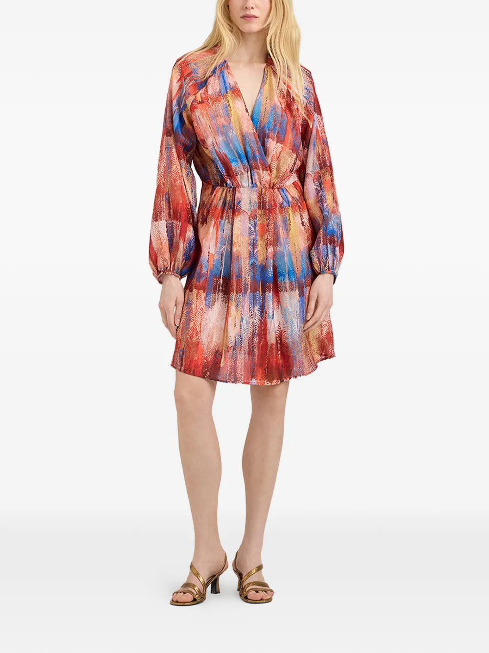 MOMONÌ Luno zijden mini-jurk met print Rood