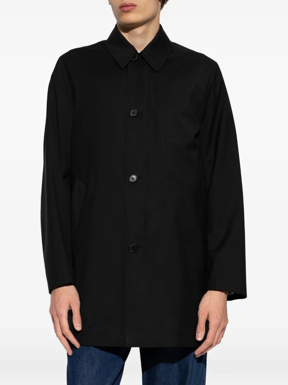Paul Smith Wollen mantel met enkele rij knopen Zwart