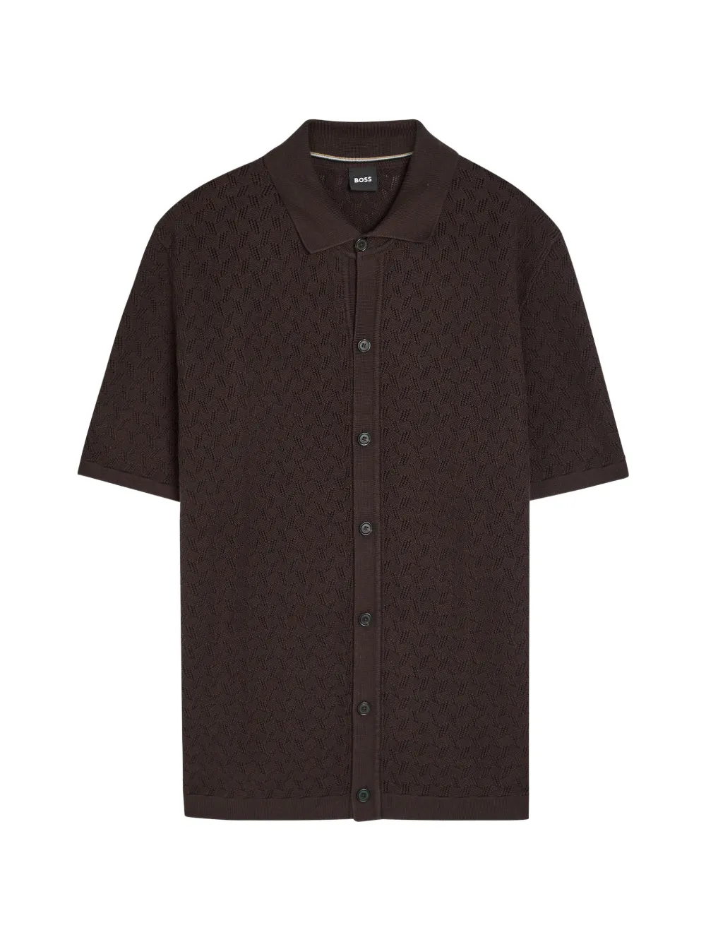 BOSS pointelle-knit button-down cardigan - Marrone