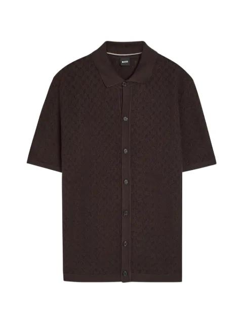 BOSS pointelle-knit button-down cardigan