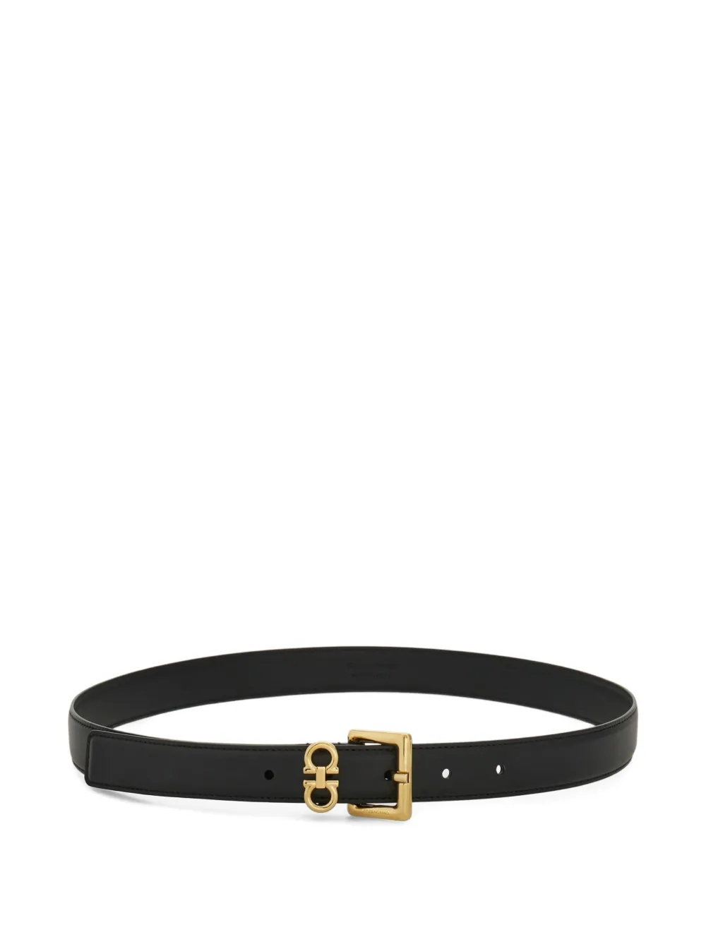 Ferragamo Leren riem met dubbele Gancini Zwart