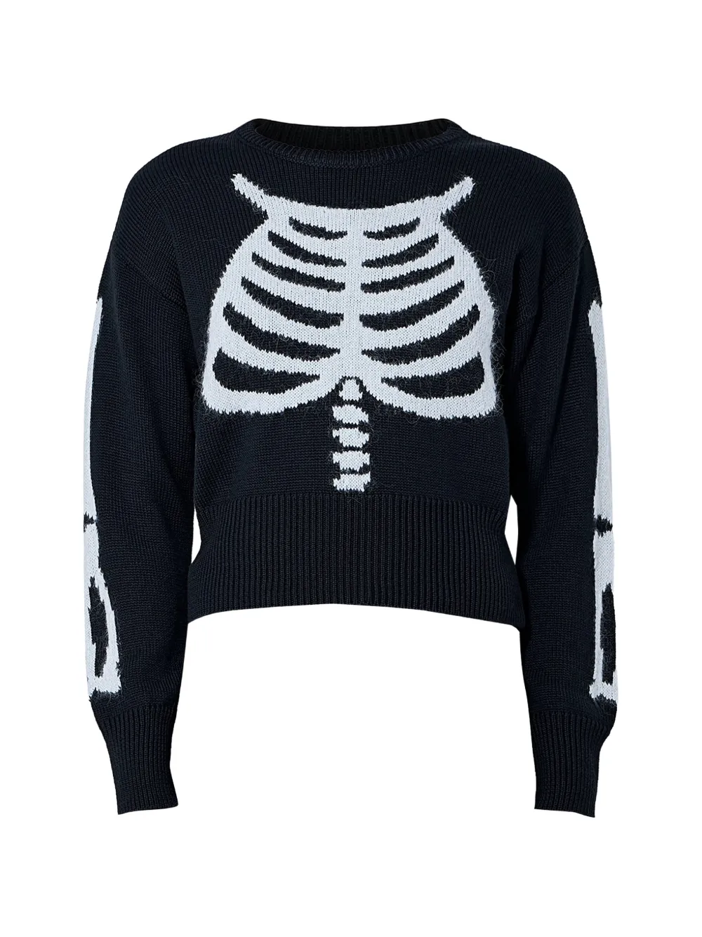 Vaquera skeleton-motif ribbed-knit sweater - Black