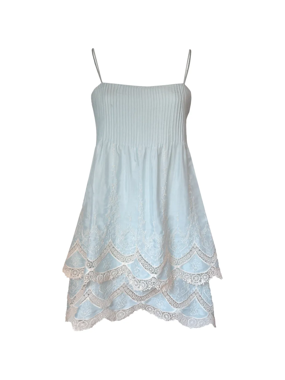 LUG VON SIGA Artemis embroidery-embellished tiered mini dress - Blu
