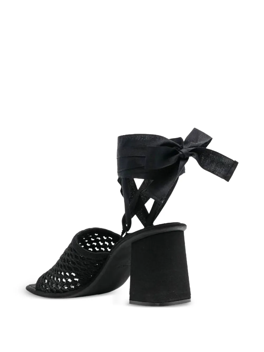 Miu crochet-knit tie-fastening heeled sandals Zwart