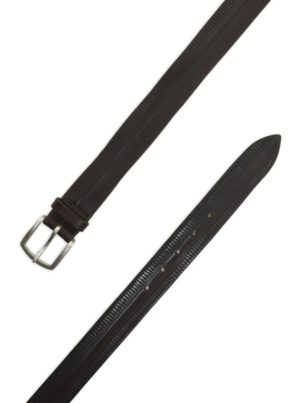 Orciani Leren riem met geribbeld detail Bruin