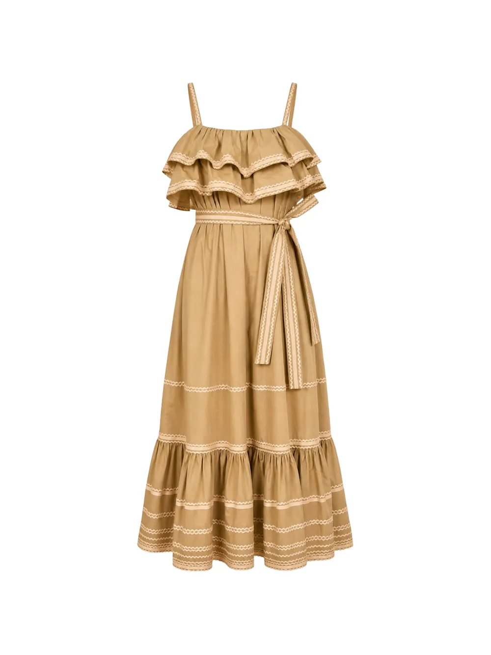 Ulla Johnson Lucian ruffled waist-tie midi dress - Nude