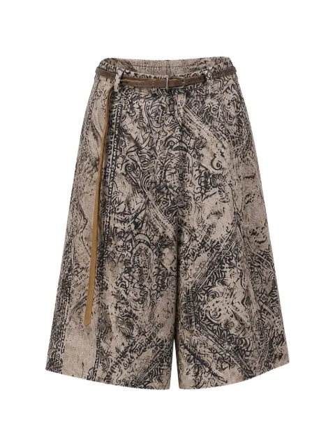R13 paisley-print wide-leg shorts