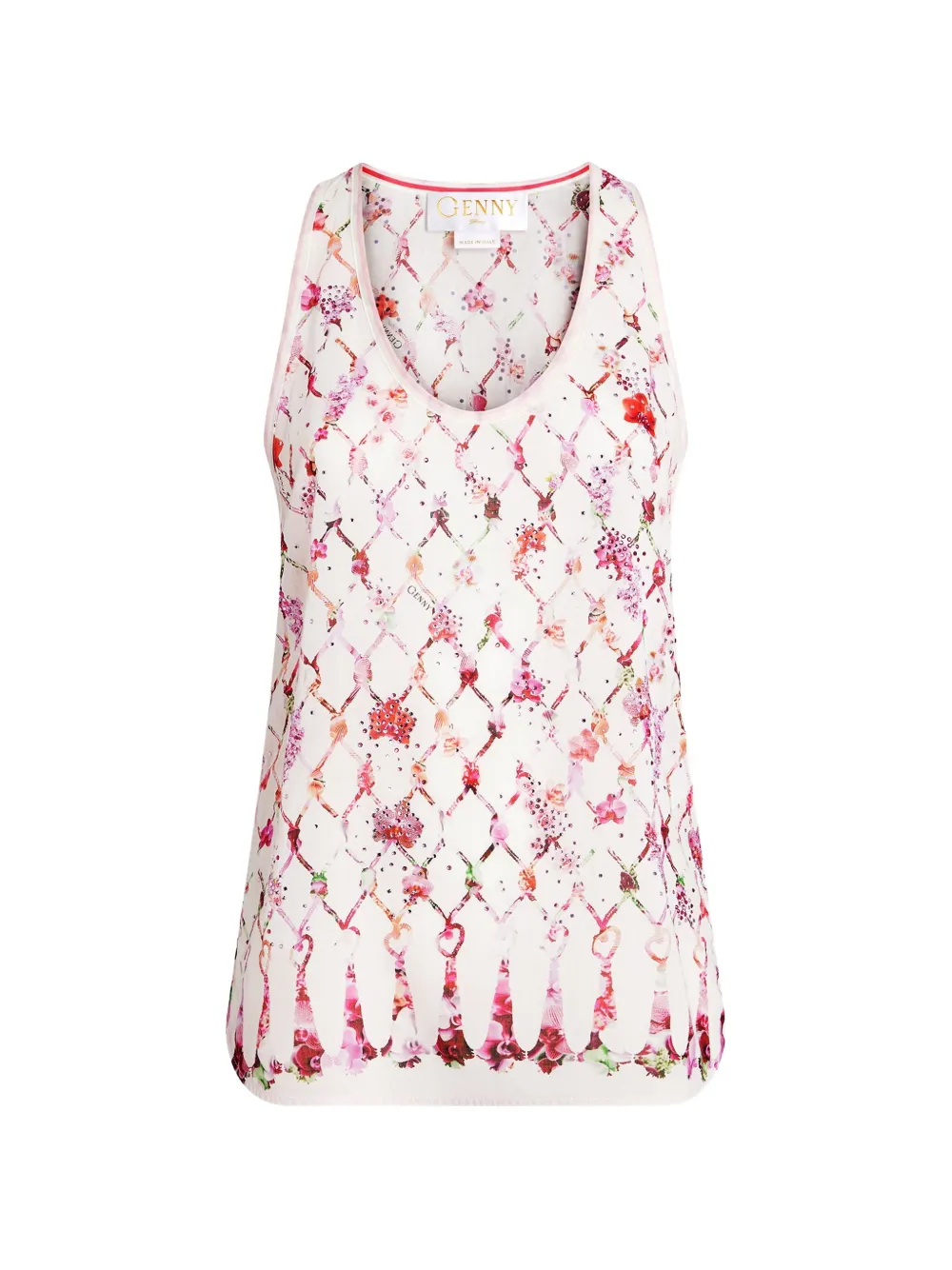 Genny floral-print sleeveless top - Bianco