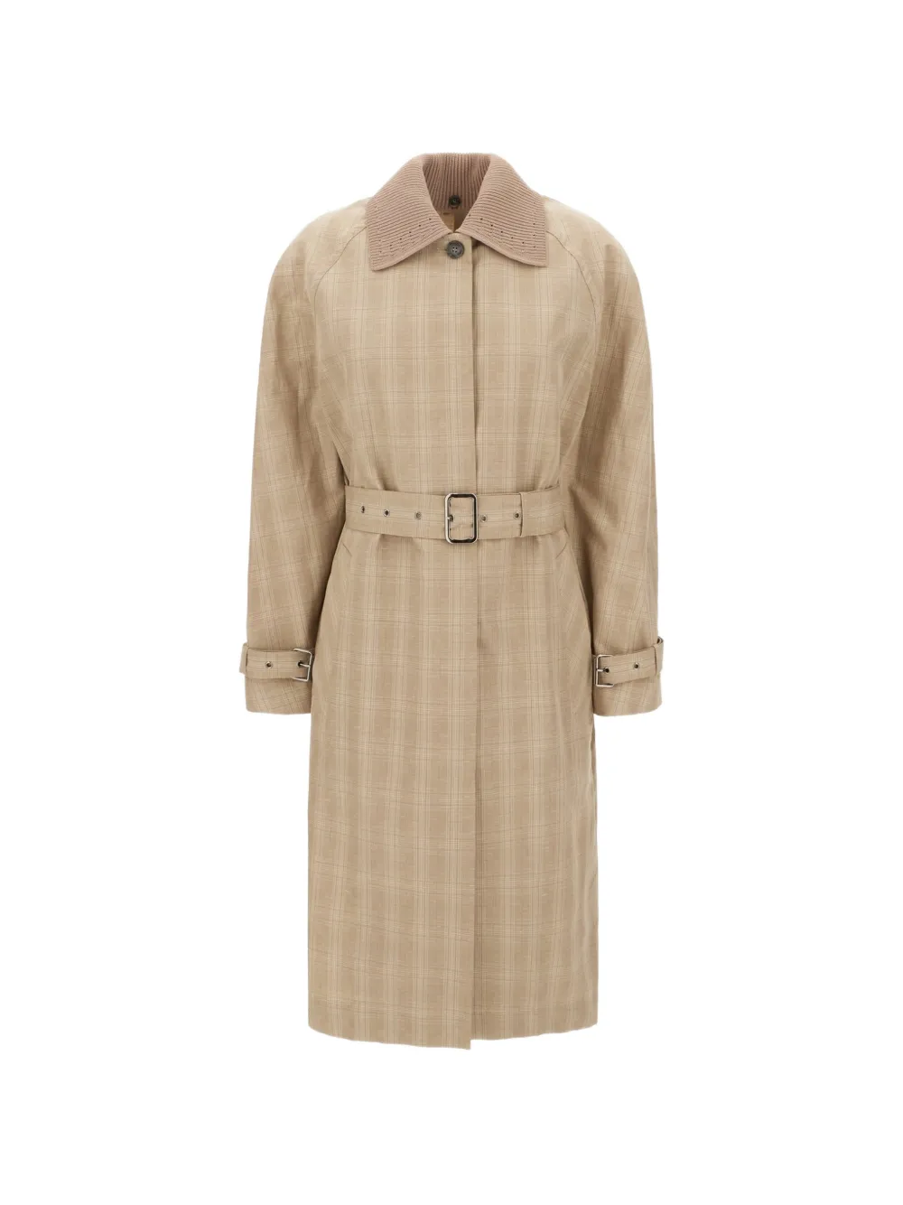 Iceberg check-pattern belted coat - Nude
