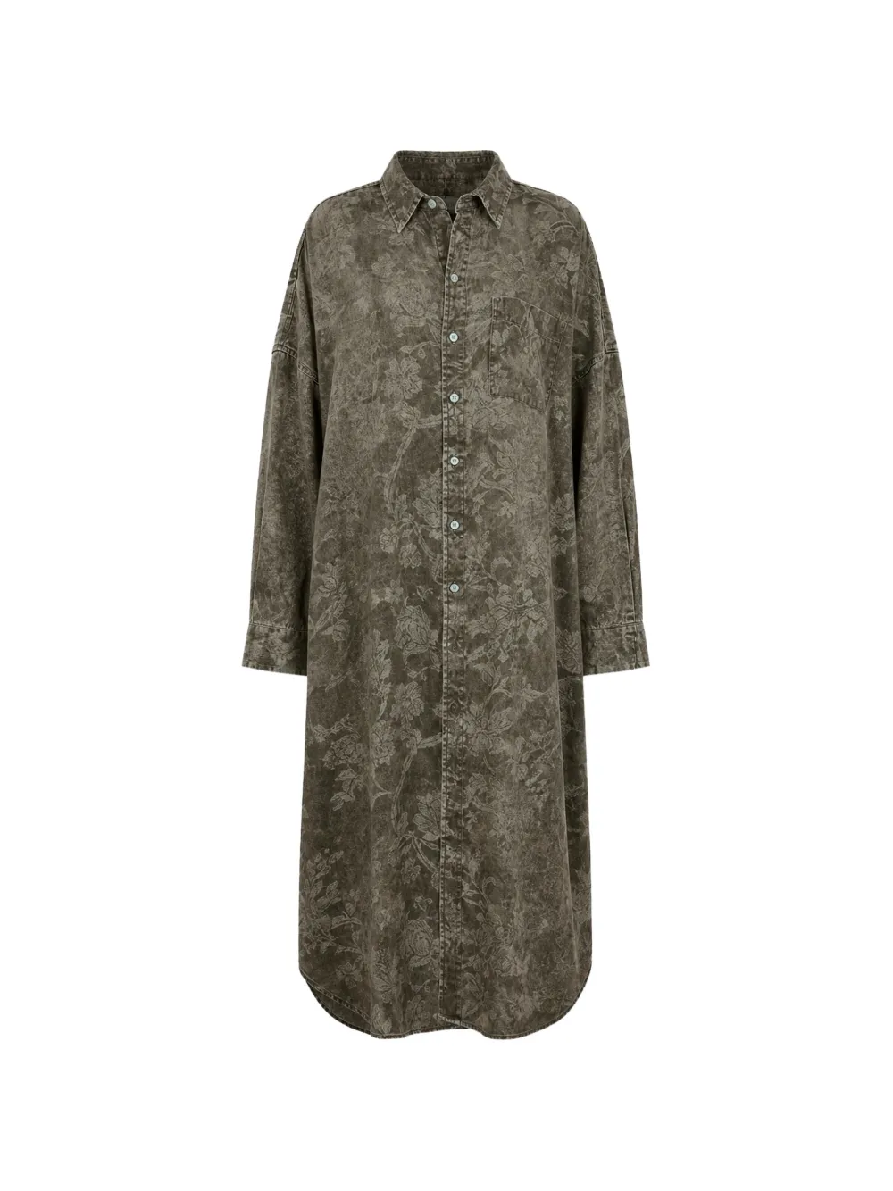 R13 floral-jacquard-pattern shirt dress - Green