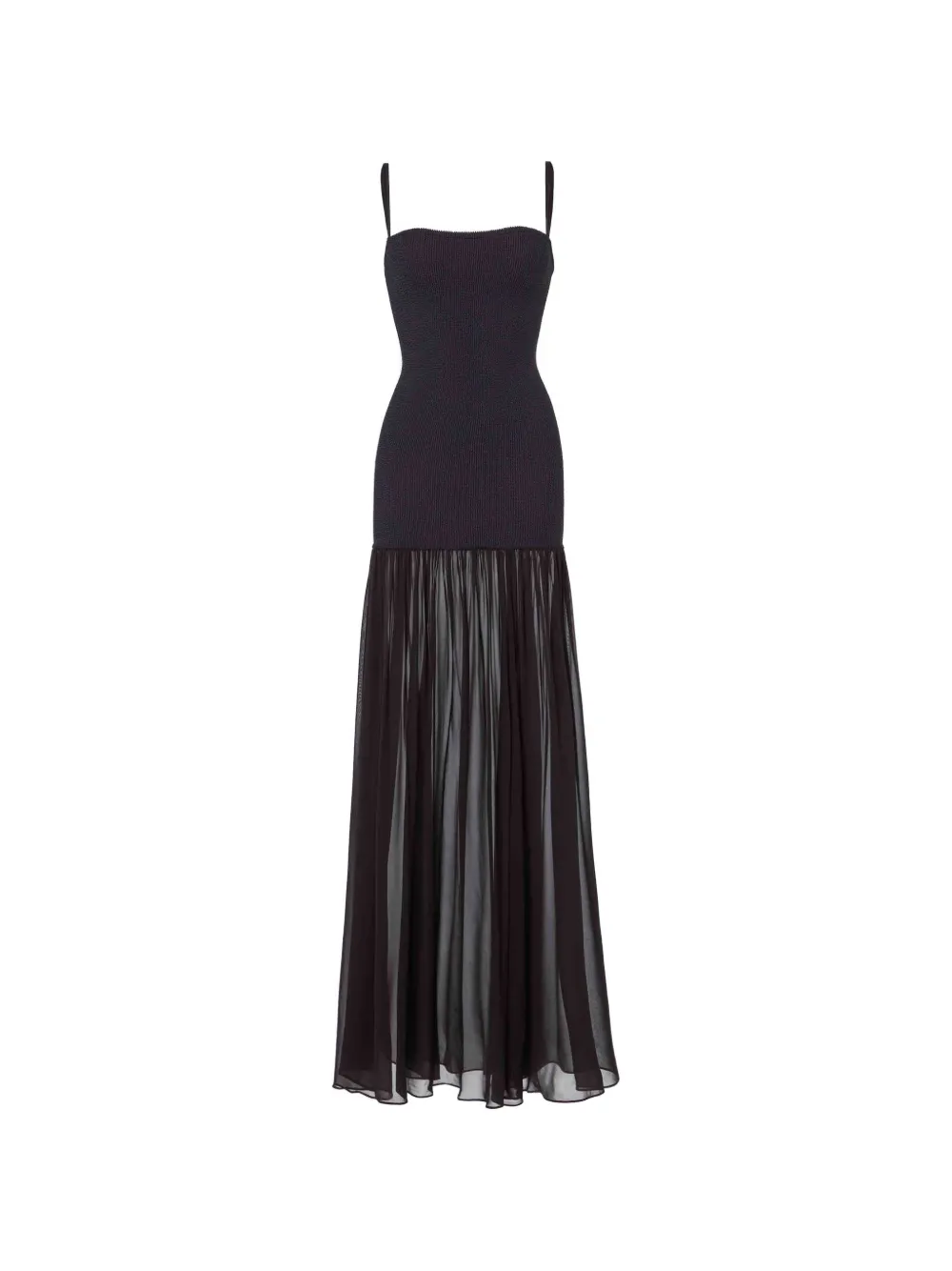 Hunza G Hybrid crinkle-effect maxi dress - Black