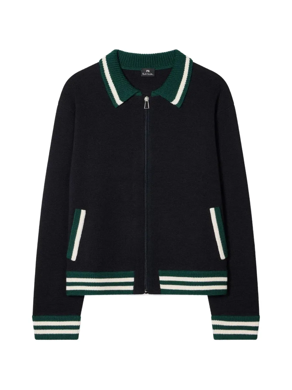 PS Paul Smith striped-trim zip-up cardigan - Blu