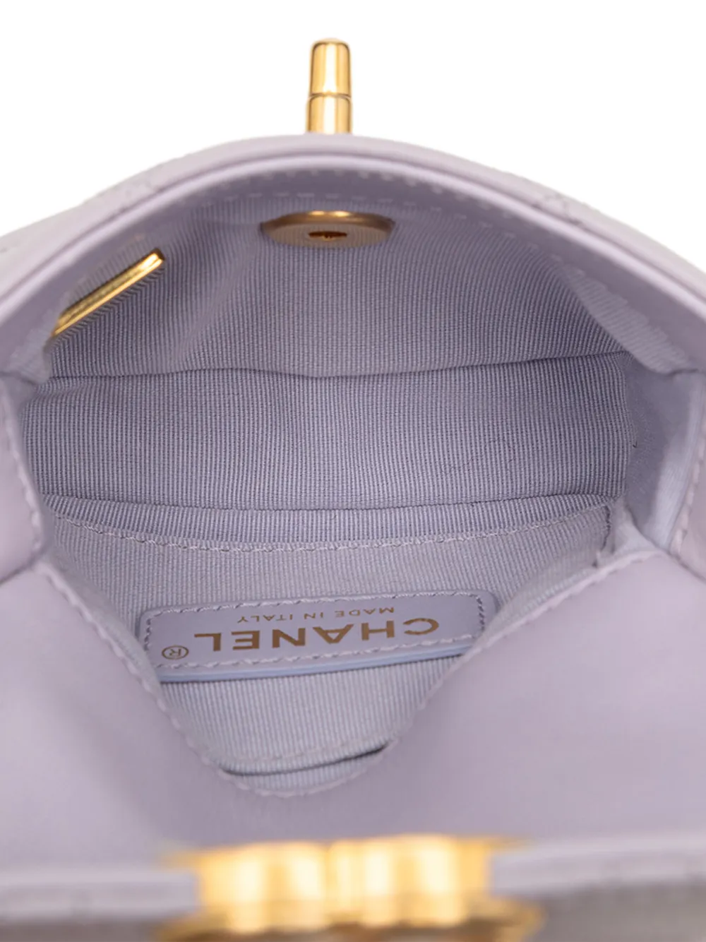 Chanel Pre-owned 2021-2026 Mini Quilted Calfskin Framing Chain Flap Crossbody Bag in Purple, view 5