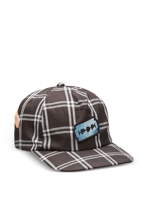 PDF check-pattern embroidered baseball cap