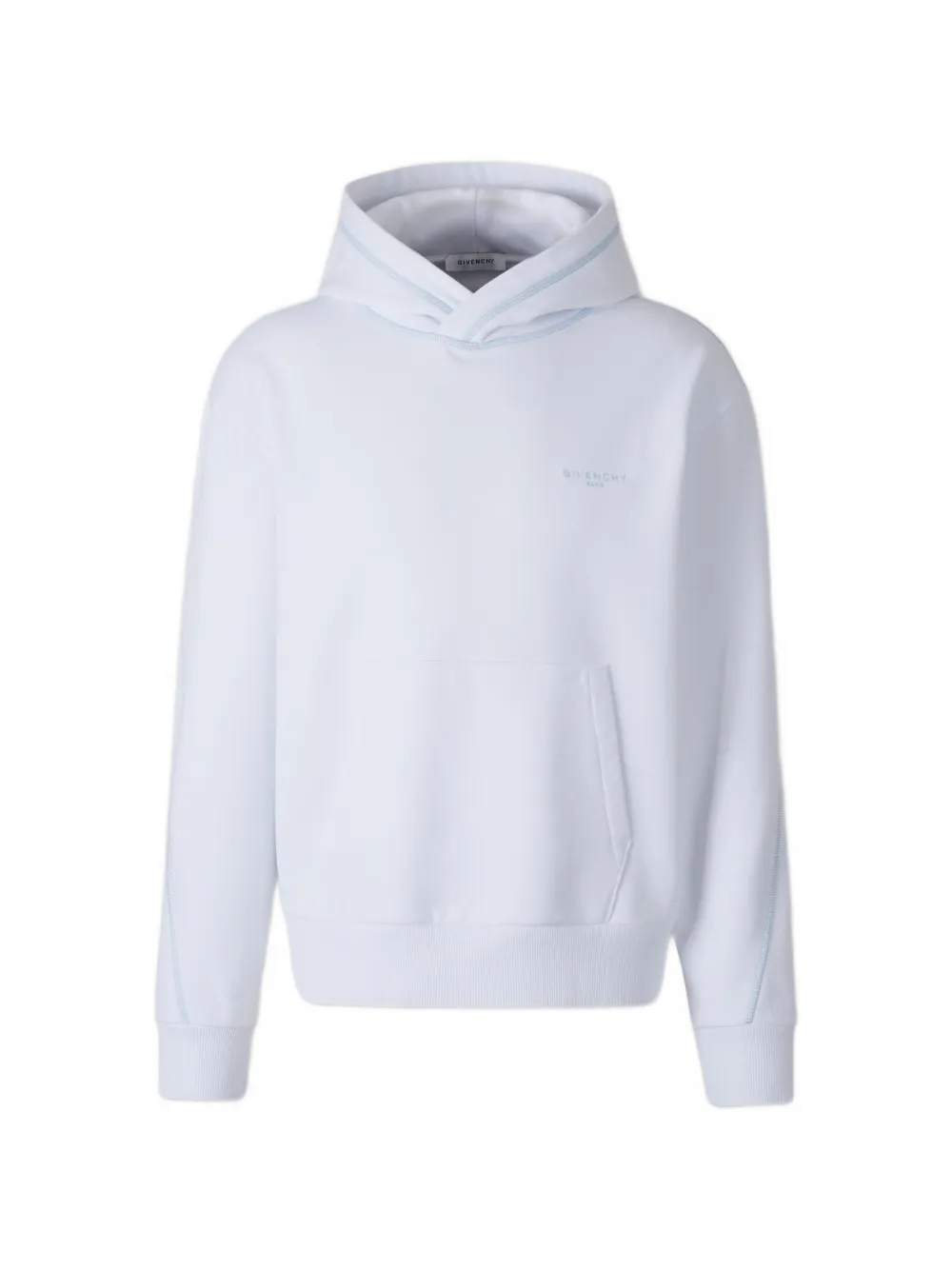 Givenchy logo-print contrast-stitch hoodie - Bianco