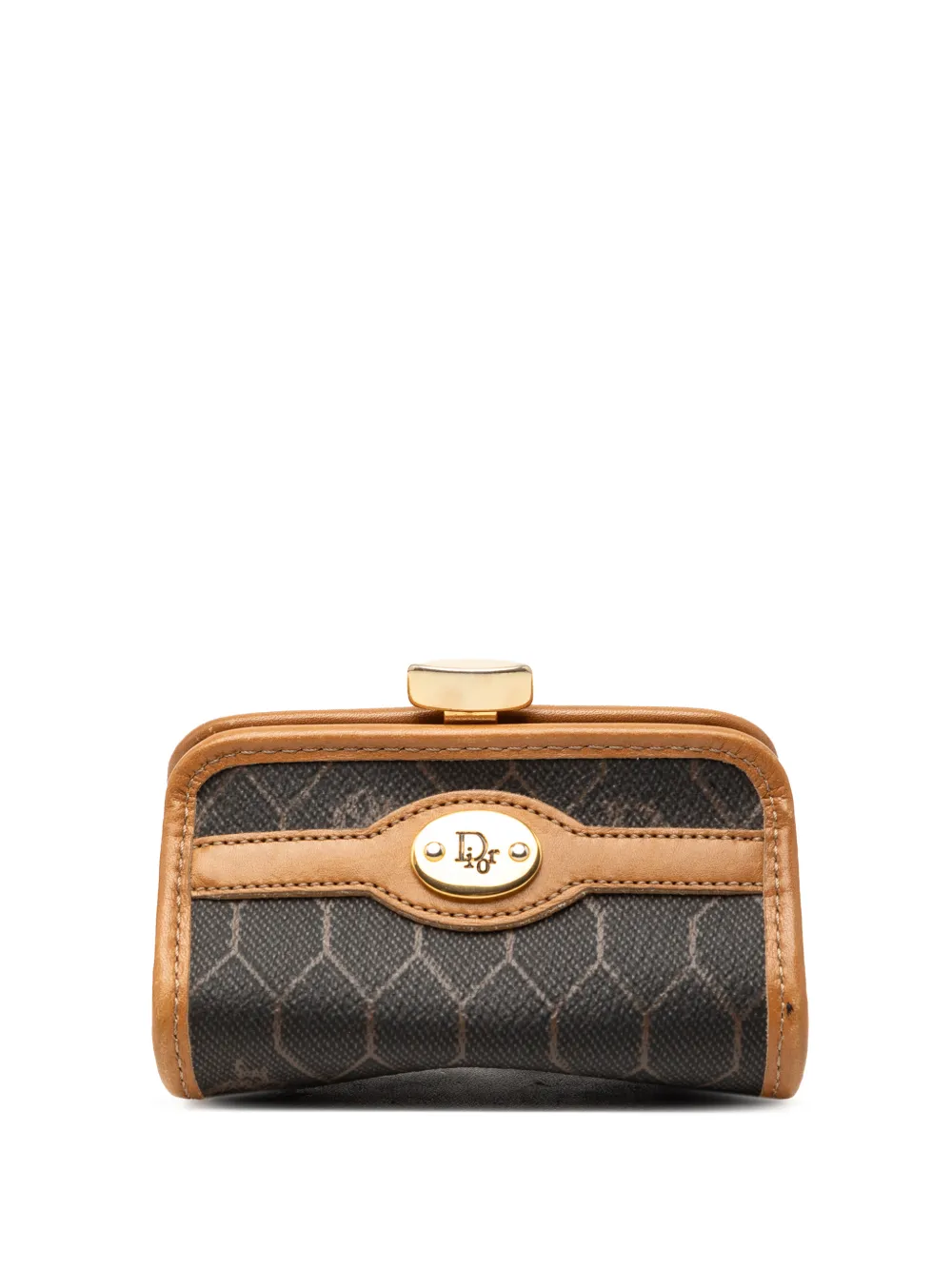 Christian Dior Pre-Owned 1980 Honeycomb Coated Canvas coin pouch - Nero