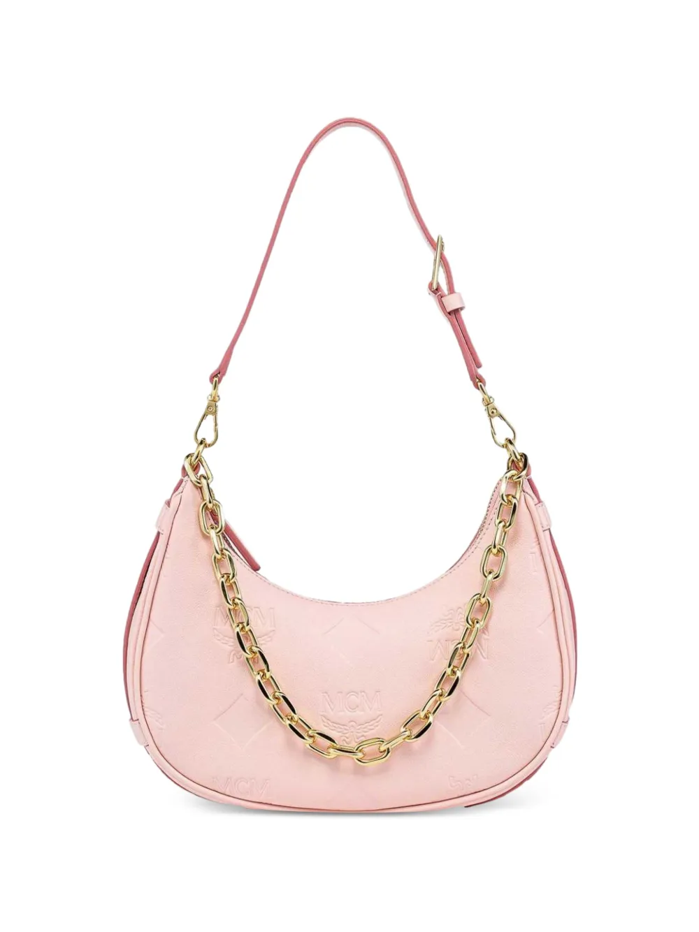 MCM Borsa Aren Crescent con monogramma - Rosa