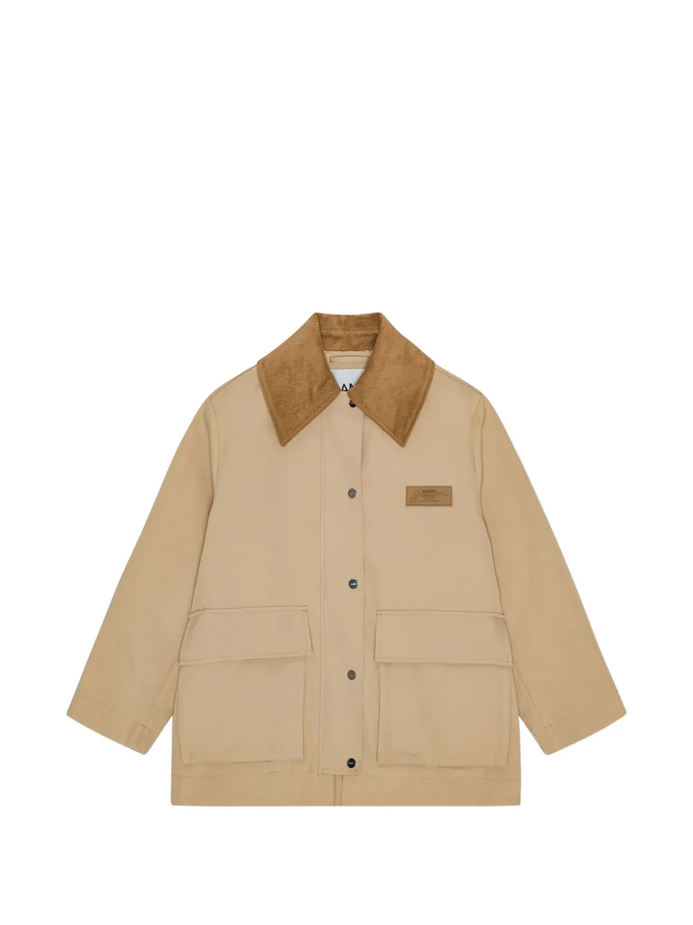 GANNI corduroy-collar coat - Braun