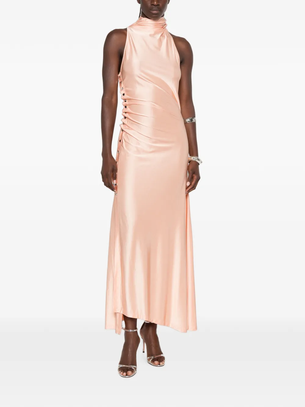 Rabanne Jurk met ruches en knoopdetail Roze