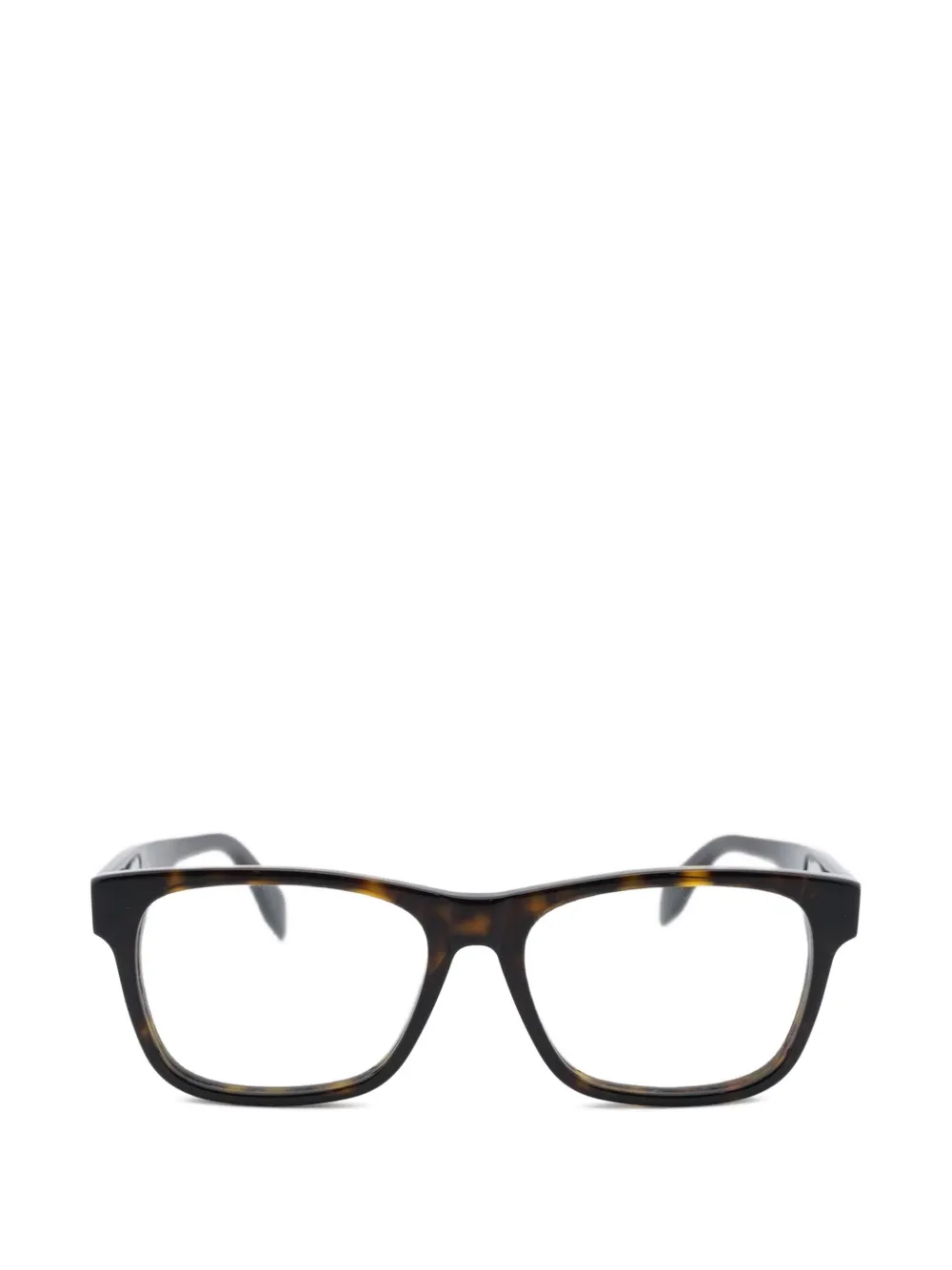 Alexander McQueen Eyewear tortoiseshell-effect square-frame glasses - Marrone