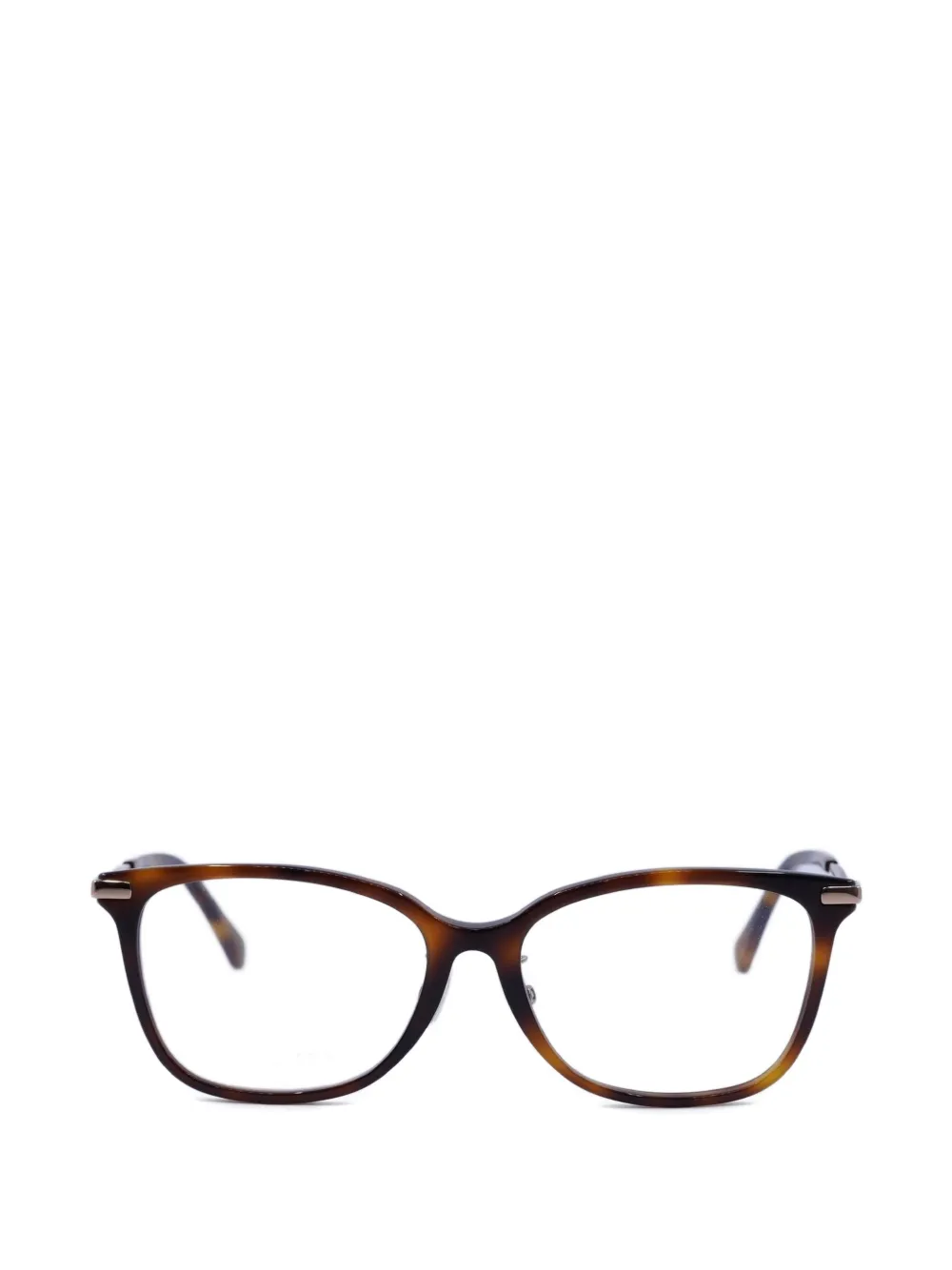 Jimmy Choo crystal-embellished rectangle-frame glasses - Marrone