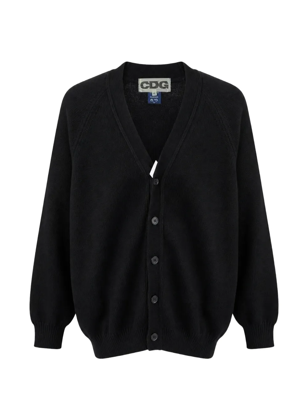 Cdg Raglan-sleeve V-neck Cardigan In Black