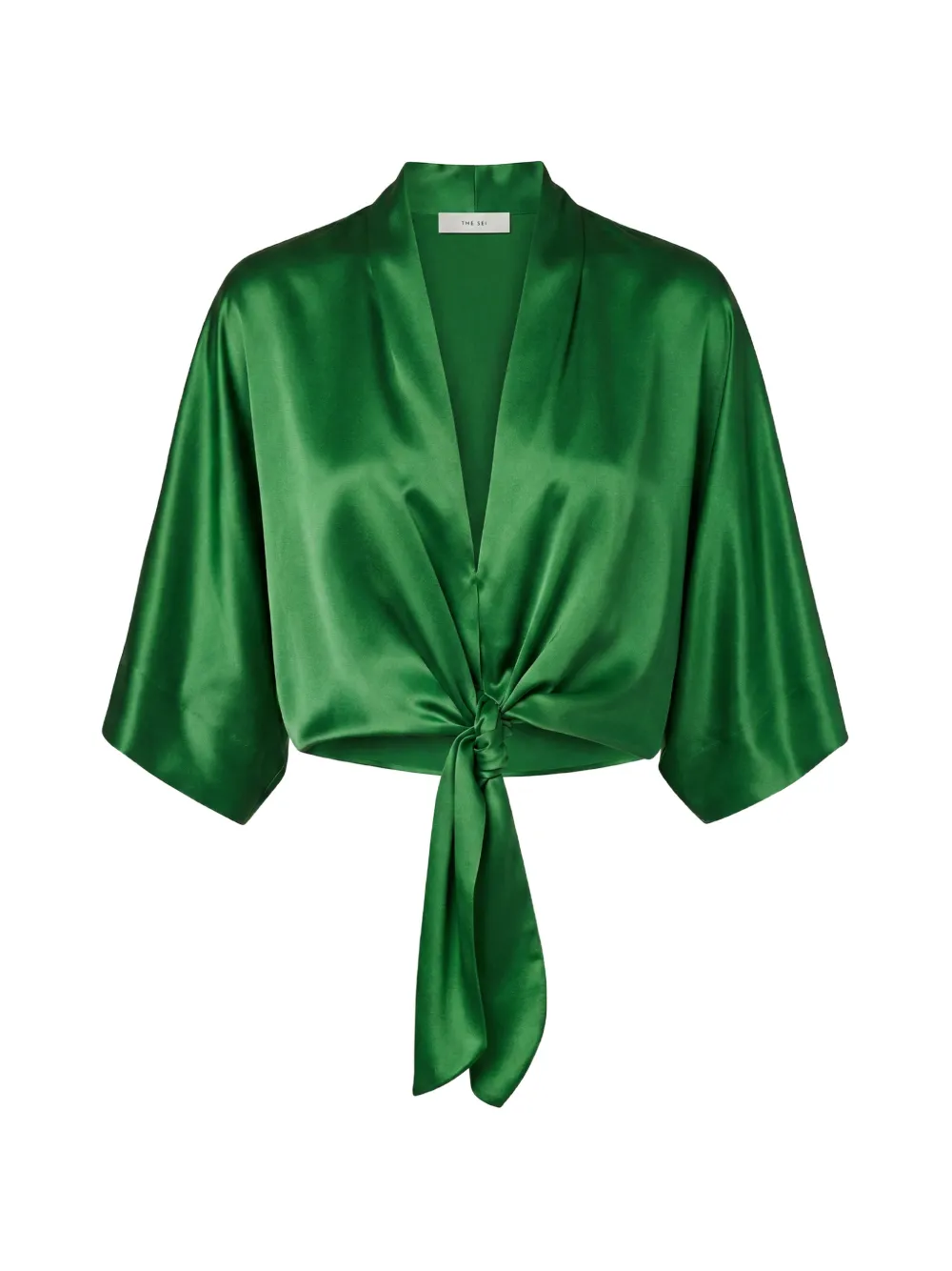 The Sei Dolman tie-front silk blouse - Green