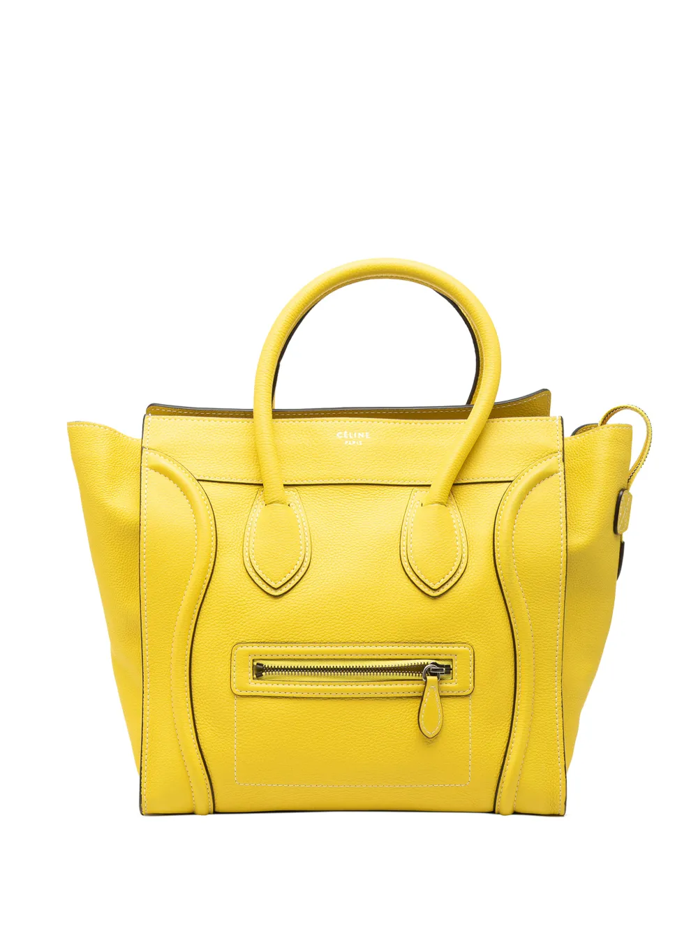 Pre-owned Celine 2011 Mini Calfskin Luggage Tote Bag In Yellow