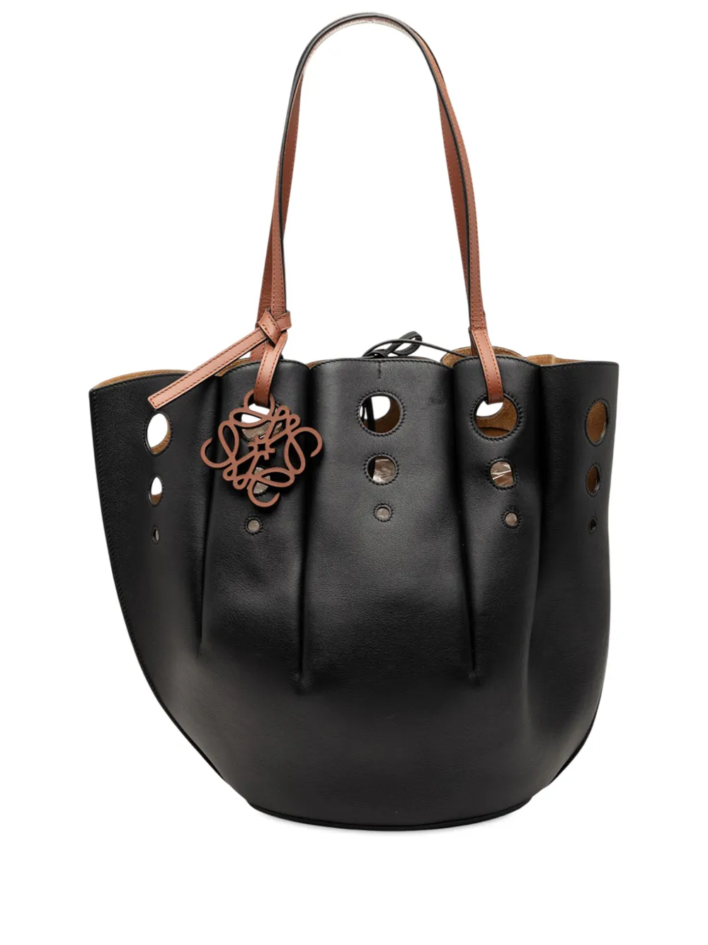 Loewe Pre-Owned 2020 Paulas Ibiza Perforated Leather Shell Basket tote bag - Nero