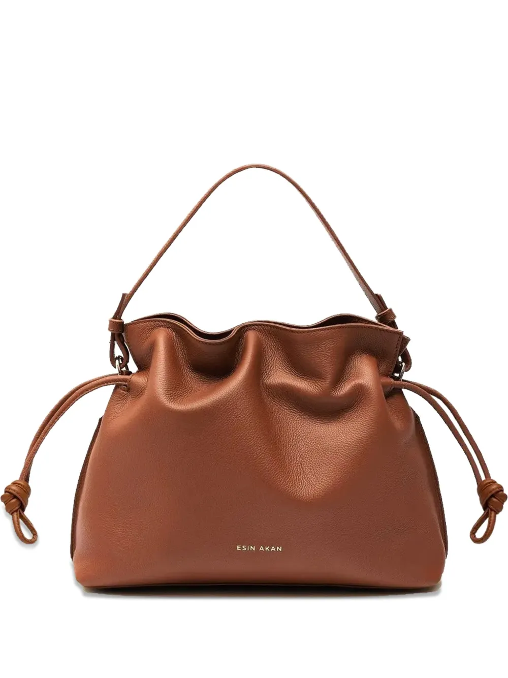 Esin Akan Emma drawstring leather tote bag - Brown