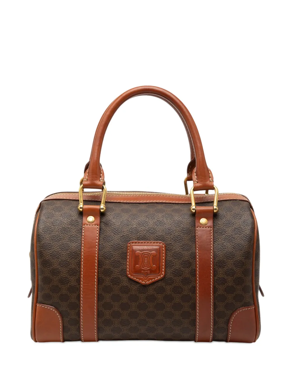 Celine Pre-Owned 20th Century Macadam Coated Canvas boston bag - Brown