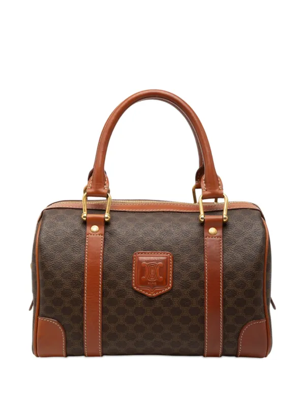 Celine Pre-Owned 20th Century Macadam Coated Canvas Boston Bag