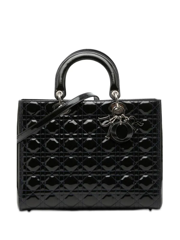 Christian Dior Pre-Owned 2010 ラージ パテント カナージュ レディ 