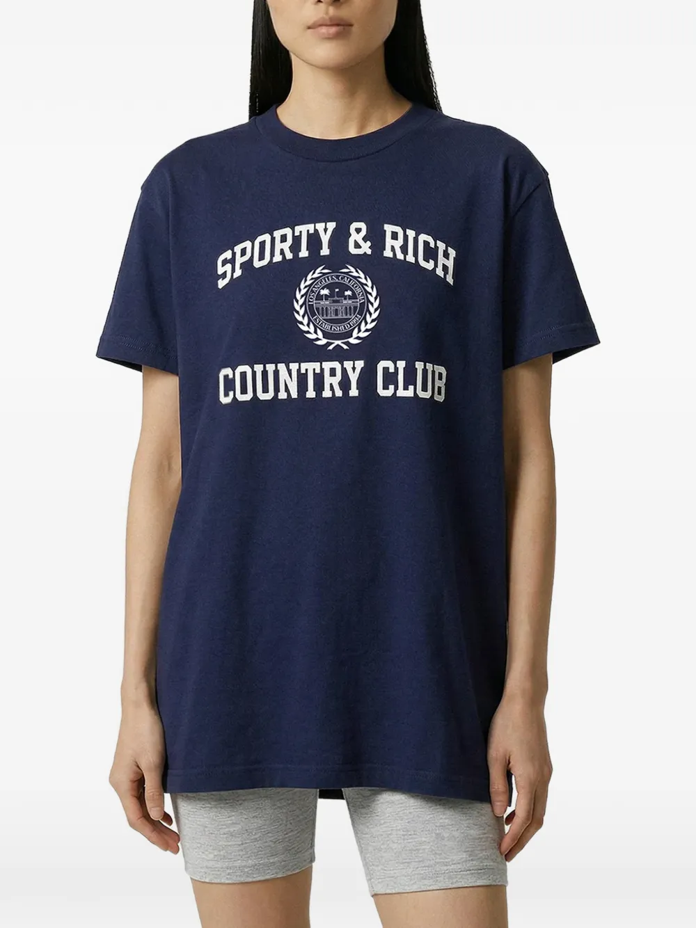 Sporty & Rich Varsity Crest T-shirt Blauw