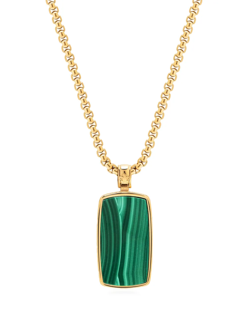 Nialaya Jewelry malachite dog-tag necklace - Gold