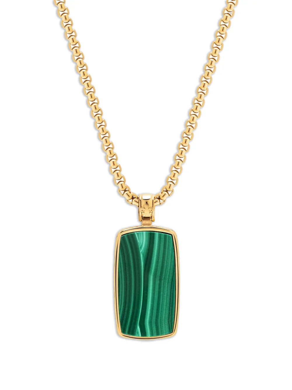 Nialaya Jewelry malachite dog-tag necklace - Oro