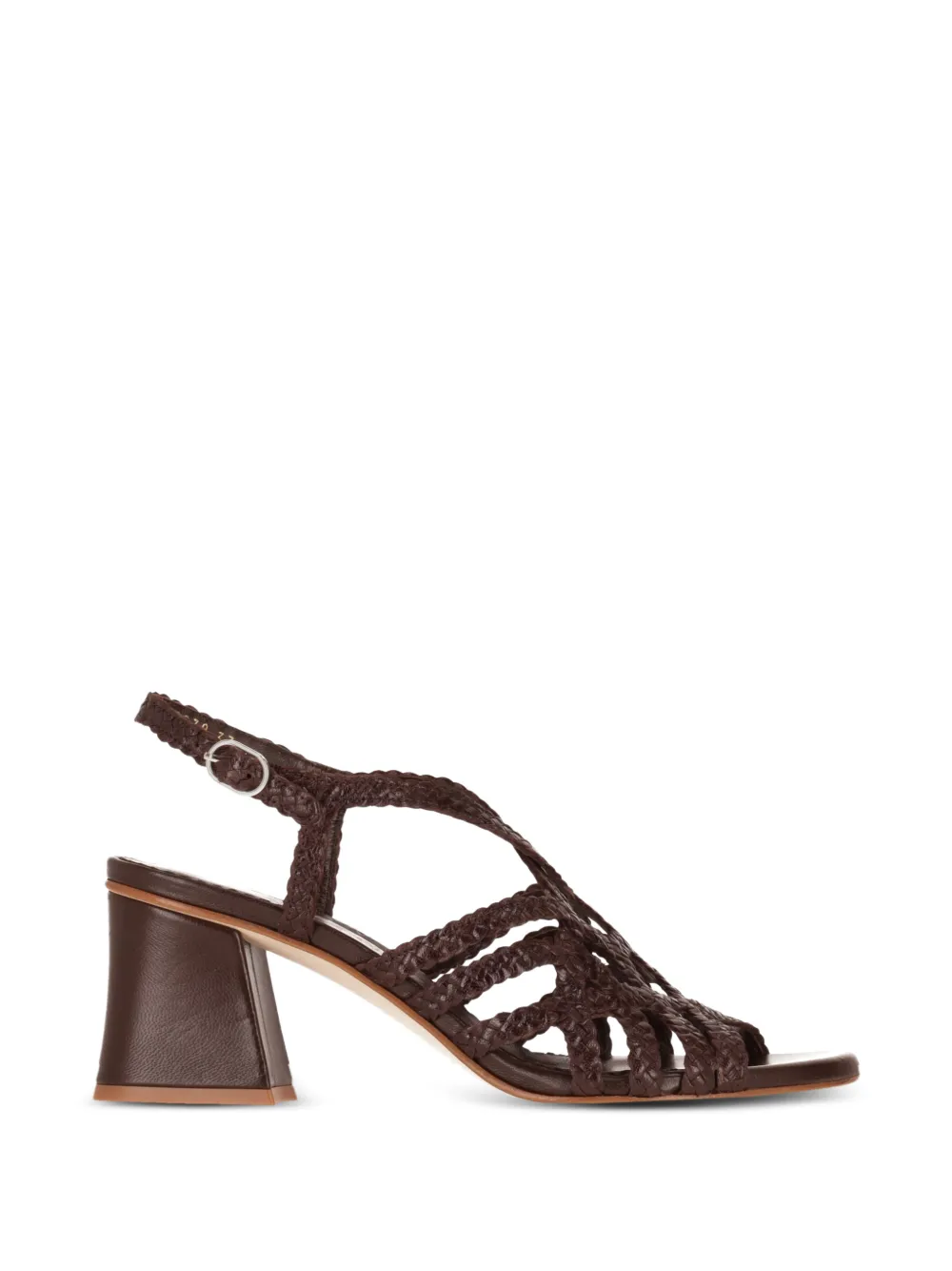 La Rose Woven Cage Sandals In Brown