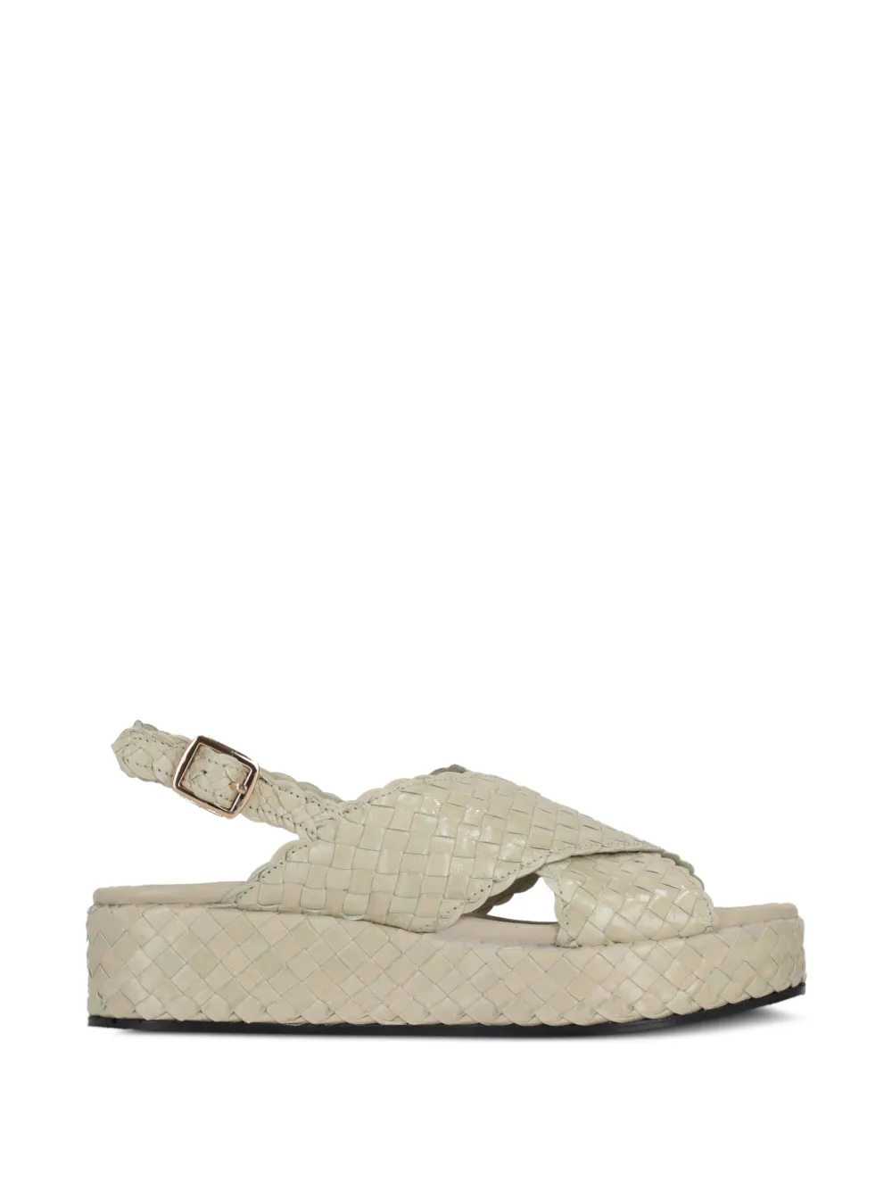La Rose Woven Crossover Platform Sandals In White