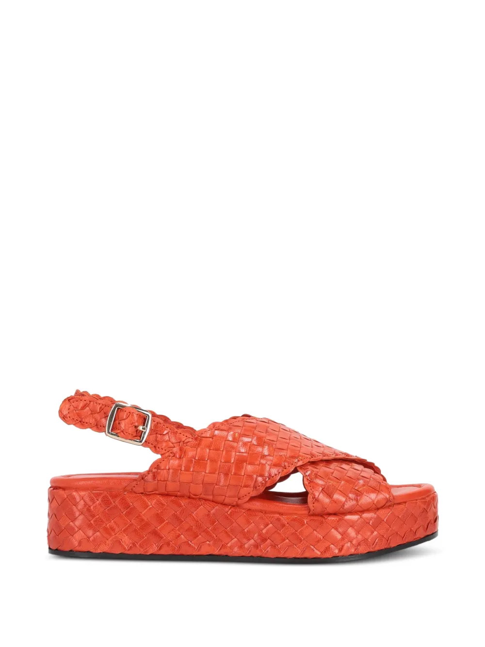 La Rose Woven Crossover Platform Sandals In Orange
