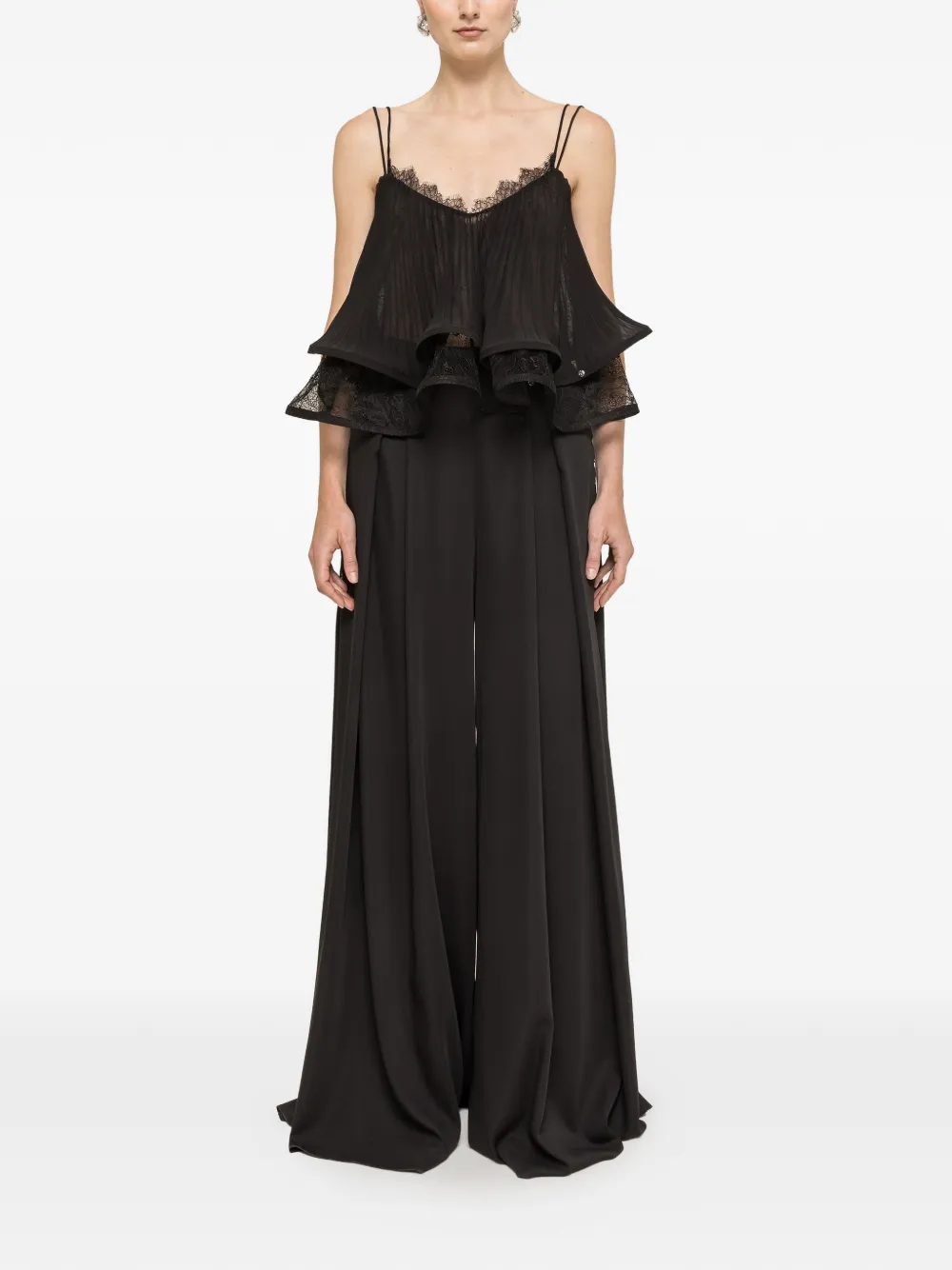NISSA Chiffon geplooide top Zwart