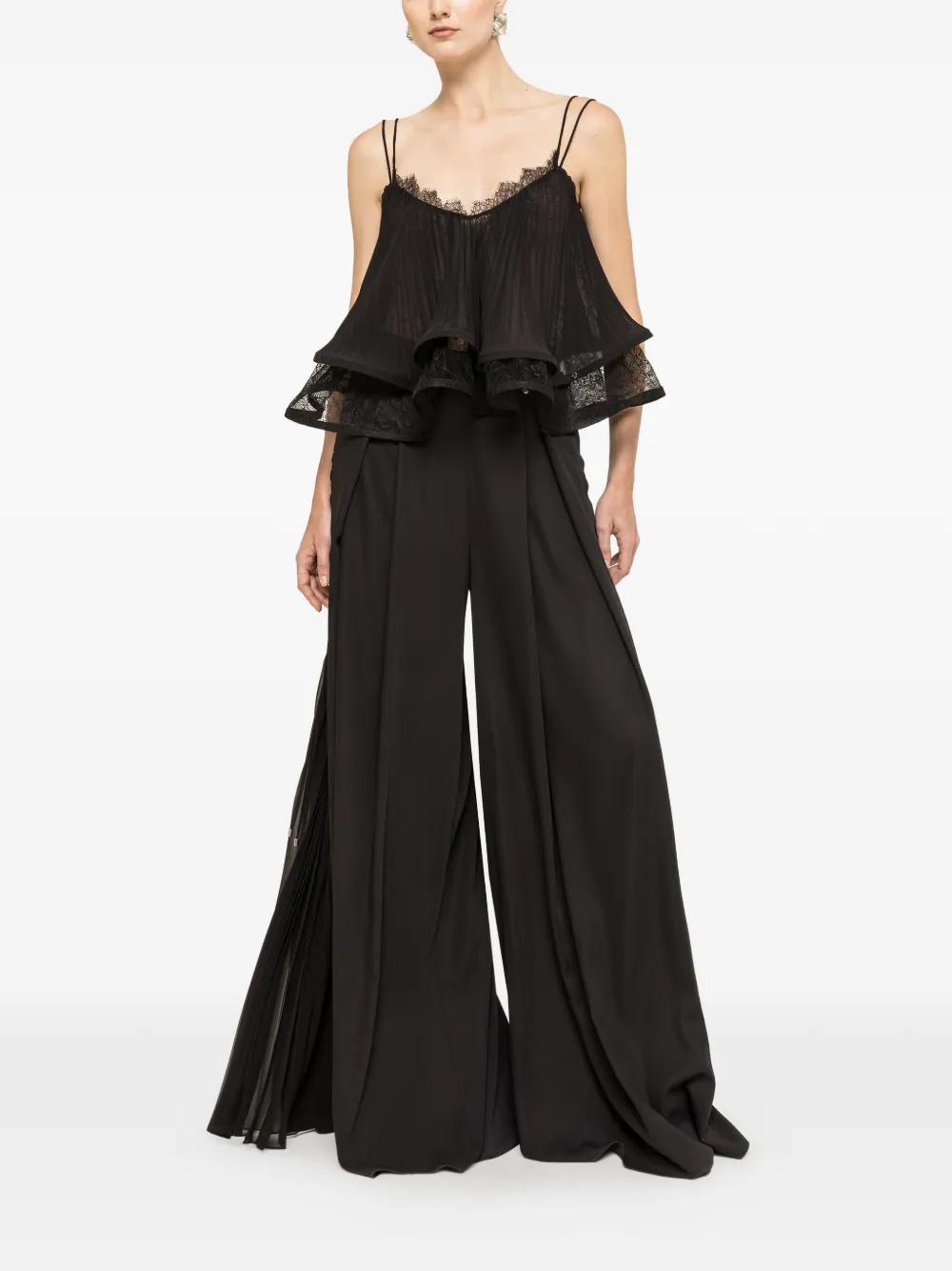 NISSA Chiffon geplooide top Zwart