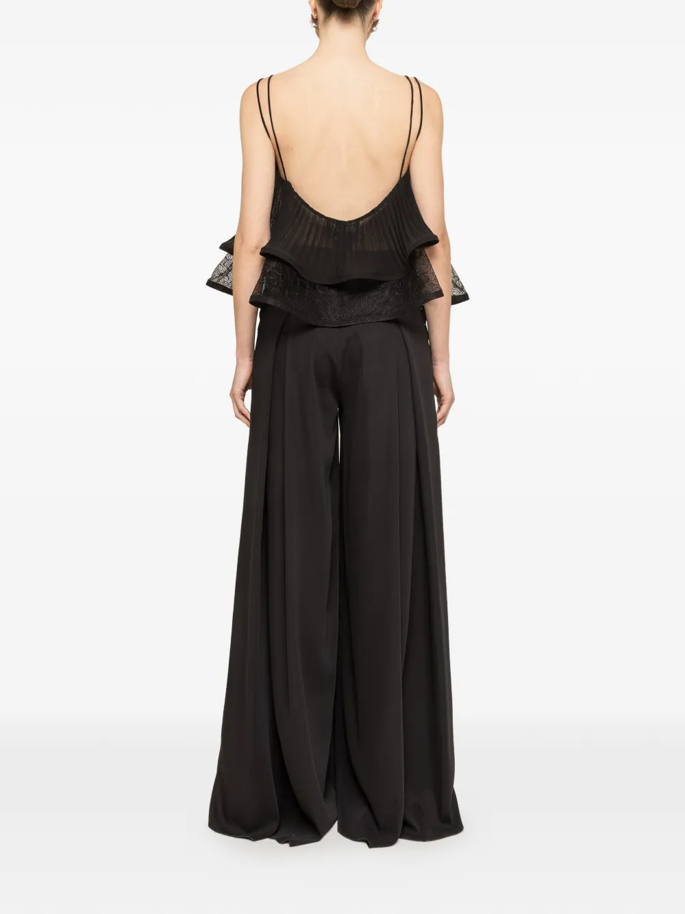 NISSA Chiffon geplooide top Zwart