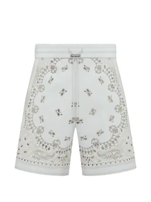 AMIRI bandana-print Leather Shorts | White | FARFETCH IN
