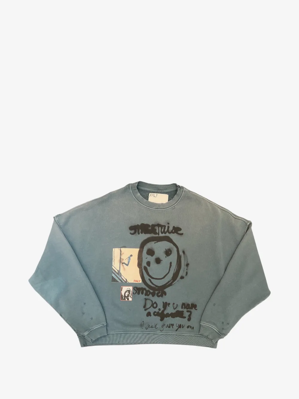 Paly airbrush-print distressed sweatshirt | Grey | Image 1