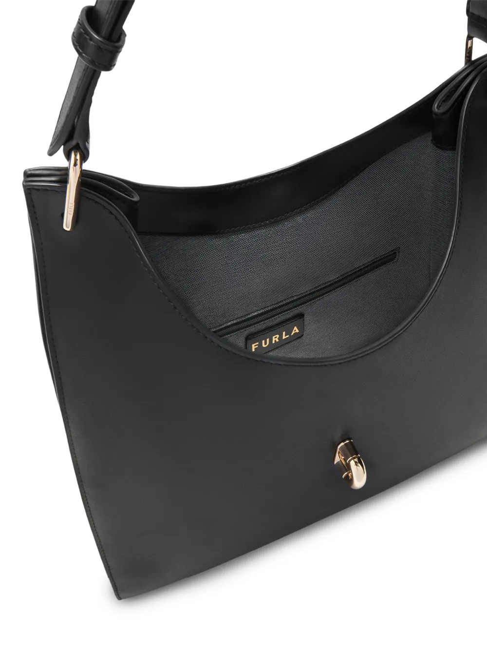 Furla Medium Mianova leren schoudertas Zwart