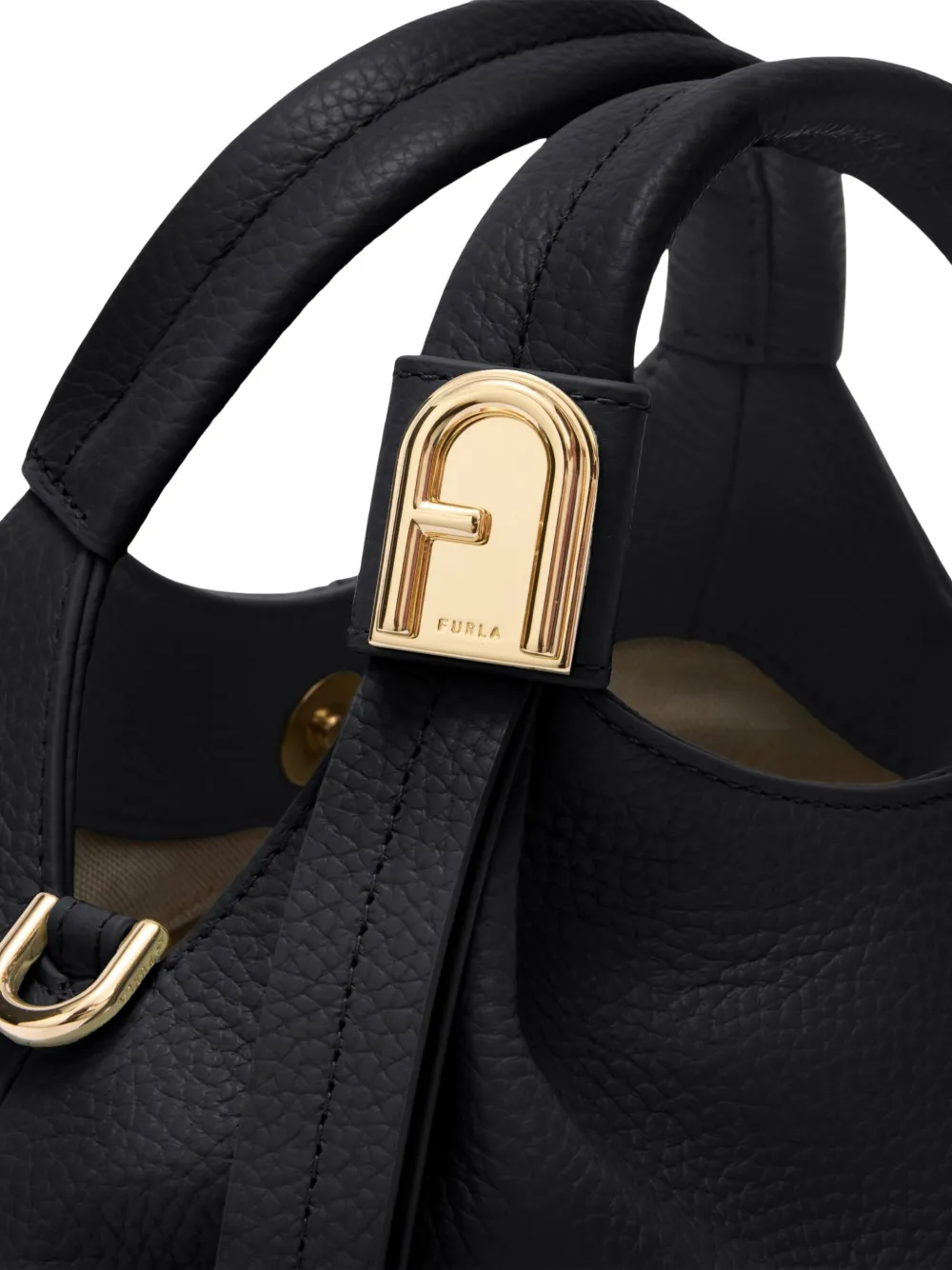 Furla Planeta kleine leren shopper Zwart