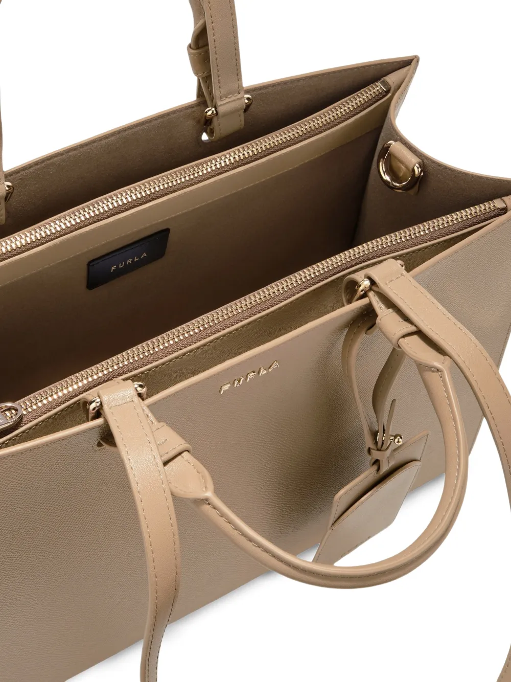 Furla Grote Deva shopper met logoplakkaat Bruin