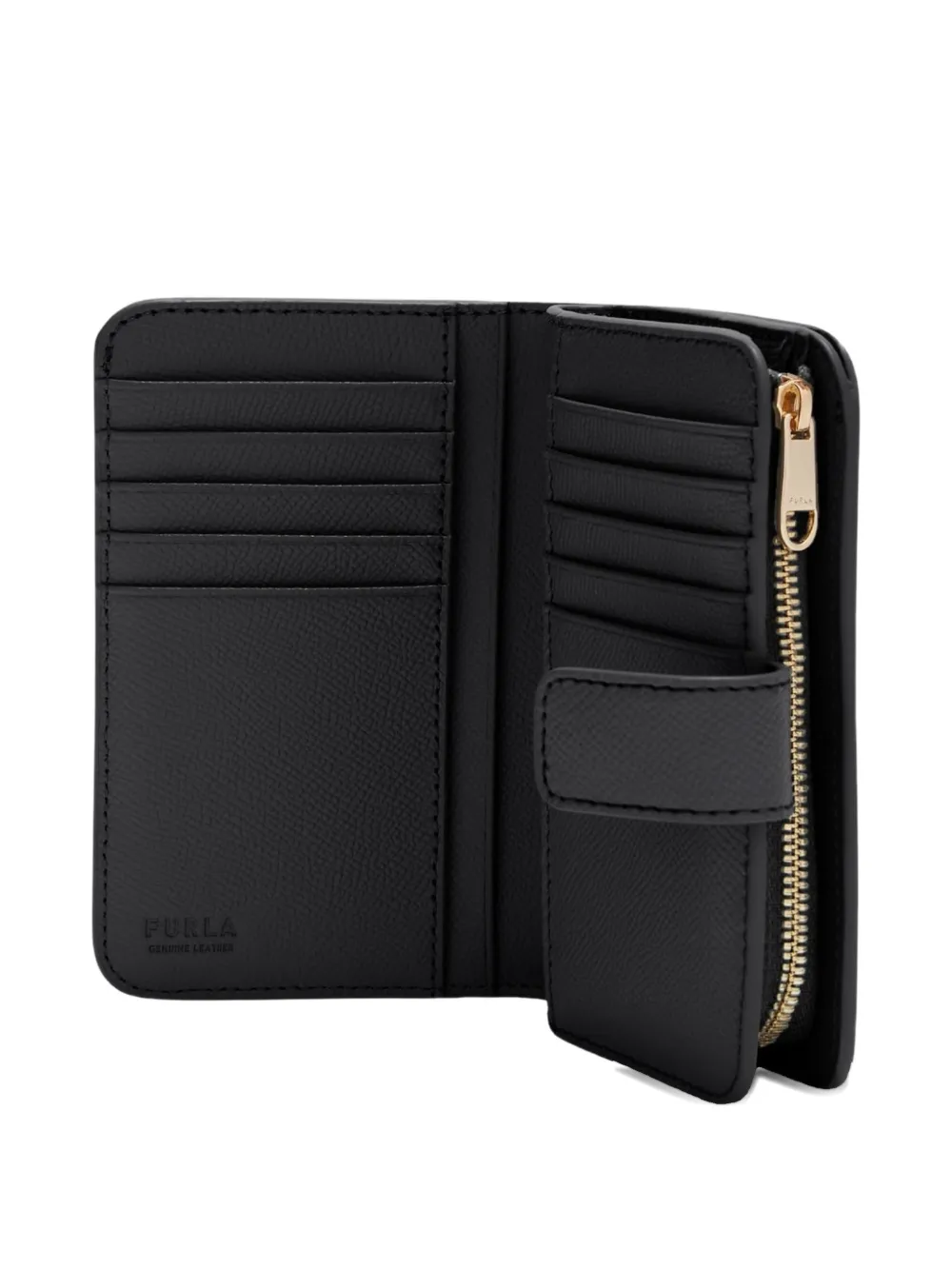Furla Classic leren portemonnee met logoplakkaat Zwart