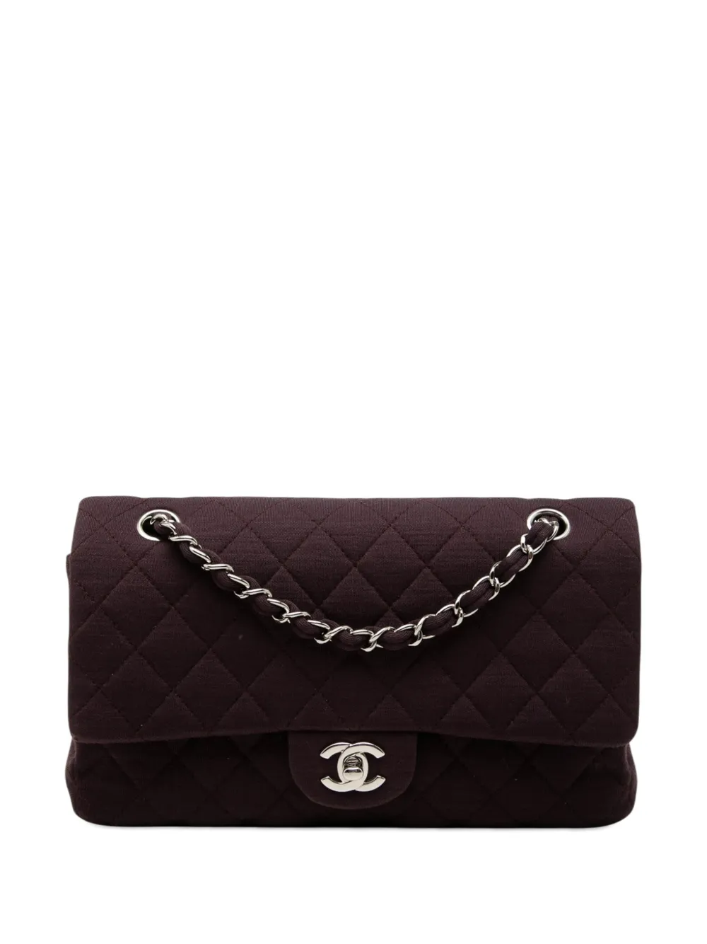 CHANEL Pre-Owned 2009-2010 Medium Classic Jersey Double Flap shoulder bag - Braun