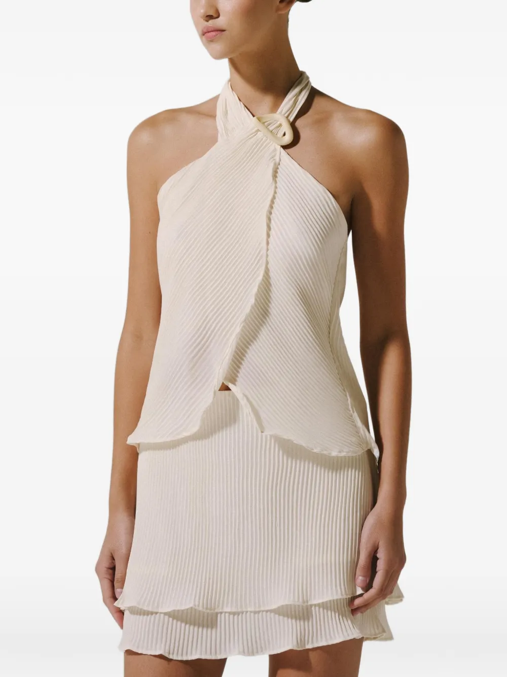 Baobab Lira asymmetrische blouse met plooien Wit